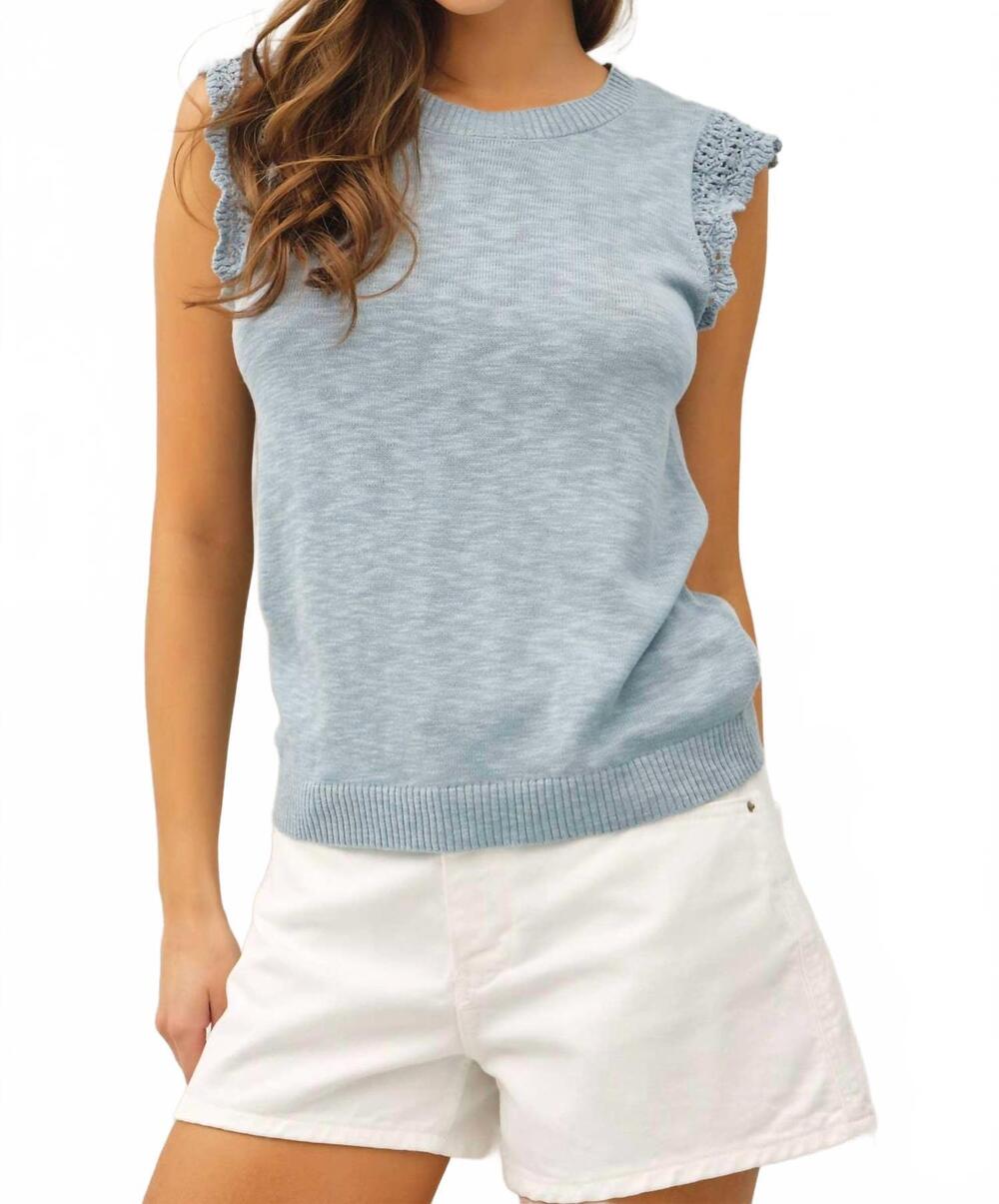 NEW BE COOL clara ruffle sleeve top in blue